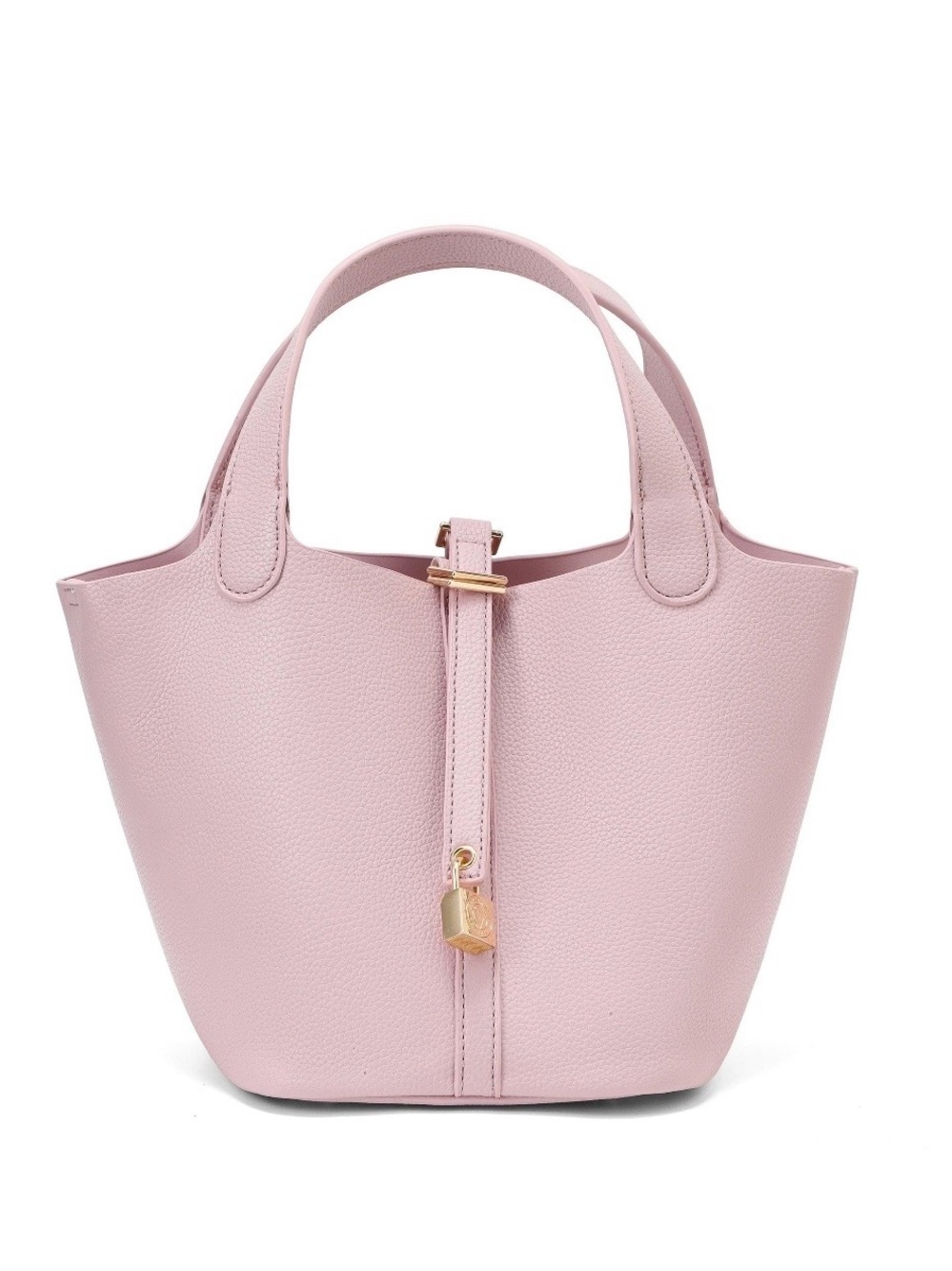 Orlandi Lavender Bucket Bag Gold-Tone Lock Detail Double Handles New With Tags